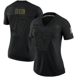 Women's De'Shaan Dixon Jacksonville Jaguars No.47 Limited 2020 Salute To Service Jersey - Black