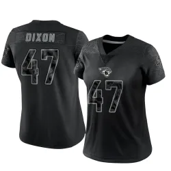 Women's De'Shaan Dixon Jacksonville Jaguars No.47 Limited Reflective Jersey - Black