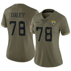 Women's Dennis Daley Jacksonville Jaguars No.78 Limited 2022 Salute To Service Jersey - Olive