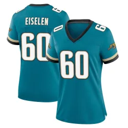 Women's Dieter Eiselen Jacksonville Jaguars No.60 Game Prowler Throwback Jersey - Teal