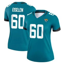 Women's Dieter Eiselen Jacksonville Jaguars No.60 Legend Jersey - Teal