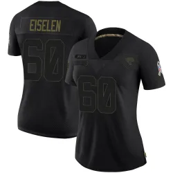 Women's Dieter Eiselen Jacksonville Jaguars No.60 Limited 2020 Salute To Service Jersey - Black