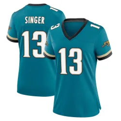 Women's Dorian Singer Jacksonville Jaguars No.13 Game Prowler Throwback Jersey - Teal