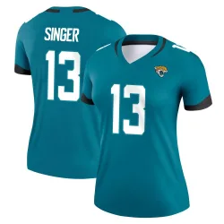 Women's Dorian Singer Jacksonville Jaguars No.13 Legend Jersey - Teal
