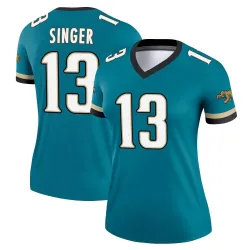 Women's Dorian Singer Jacksonville Jaguars No.13 Legend Prowler Throwback Jersey - Teal