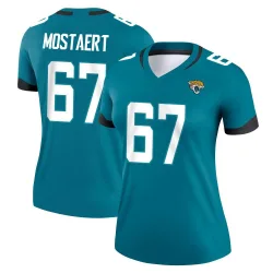 Women's Eli Mostaert Jacksonville Jaguars No.67 Legend Jersey - Teal