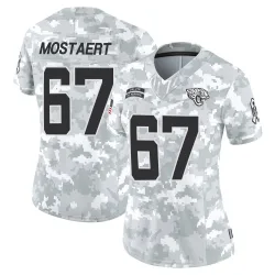 Women's Eli Mostaert Jacksonville Jaguars No.67 Limited 2024 Salute to Service Jersey - Arctic Camo