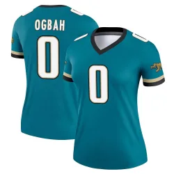 Women's Emmanuel Ogbah Jacksonville Jaguars No.0 Legend Prowler Throwback Jersey - Teal