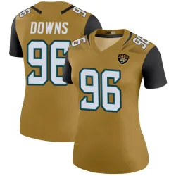 Women's Ethan Downs Jacksonville Jaguars No.96 Legend Color Rush Bold Jersey - Gold