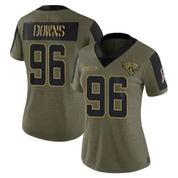 Women's Ethan Downs Jacksonville Jaguars No.96 Limited 2021 Salute To Service Jersey - Olive