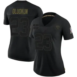 Women's Foyesade Oluokun Jacksonville Jaguars No.23 Limited 2020 Salute To Service Jersey - Black