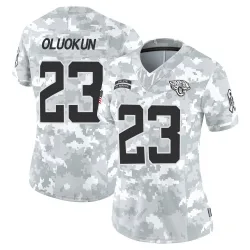 Women's Foyesade Oluokun Jacksonville Jaguars No.23 Limited 2024 Salute to Service Jersey - Arctic Camo