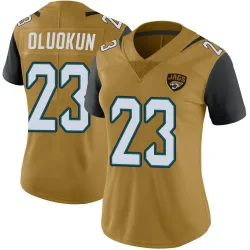 Women's Foyesade Oluokun Jacksonville Jaguars No.23 Limited Color Rush Vapor Untouchable Jersey - Gold