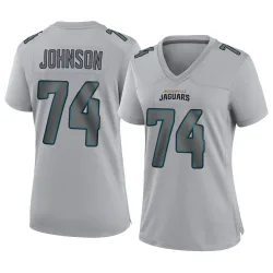 Women's Fred Johnson Jacksonville Jaguars No.74 Game Atmosphere Fashion Jersey - Gray