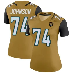 Women's Fred Johnson Jacksonville Jaguars No.74 Legend Color Rush Bold Jersey - Gold