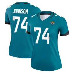 Women's Fred Johnson Jacksonville Jaguars No.74 Legend Jersey - Teal