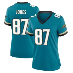 Women's J.J. Jones Jacksonville Jaguars No.87 Game Prowler Throwback Jersey - Teal