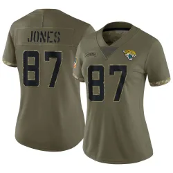 Women's J.J. Jones Jacksonville Jaguars No.87 Limited 2022 Salute To Service Jersey - Olive