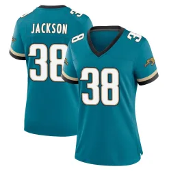 Women's Ja'Quinden Jackson Jacksonville Jaguars No.38 Game Prowler Throwback Jersey - Teal