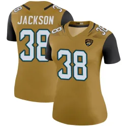 Women's Ja'Quinden Jackson Jacksonville Jaguars No.38 Legend Color Rush Bold Jersey - Gold