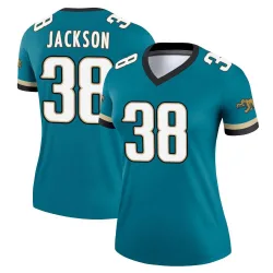 Women's Ja'Quinden Jackson Jacksonville Jaguars No.38 Legend Prowler Throwback Jersey - Teal