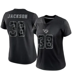 Women's Ja'Quinden Jackson Jacksonville Jaguars No.38 Limited Reflective Jersey - Black