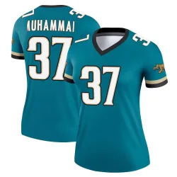 Women's Jabbar Muhammad Jacksonville Jaguars No.37 Legend Prowler Throwback Jersey - Teal