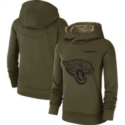Women's Jacksonville Jaguars No. 2018 Salute to Service Team Logo Performance Pullover Hoodie - Olive