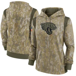 Women's Jacksonville Jaguars No. 2021 Salute to Service Therma Performance Pullover Hoodie - Olive