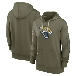 Women's Jacksonville Jaguars No. 2022 Salute to Service Performance Pullover Hoodie - Olive