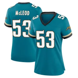 Women's Jalen McLeod Jacksonville Jaguars No.53 Game Prowler Throwback Jersey - Teal