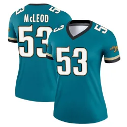 Women's Jalen McLeod Jacksonville Jaguars No.53 Legend Prowler Throwback Jersey - Teal