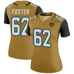 Women's Javon Foster Jacksonville Jaguars No.62 Legend Color Rush Bold Jersey - Gold