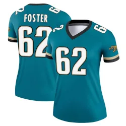 Women's Javon Foster Jacksonville Jaguars No.62 Legend Prowler Throwback Jersey - Teal