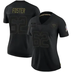 Women's Javon Foster Jacksonville Jaguars No.62 Limited 2020 Salute To Service Jersey - Black