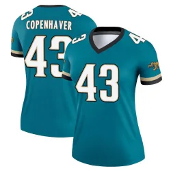 Women's John Copenhaver Jacksonville Jaguars No.43 Legend Prowler Throwback Jersey - Teal