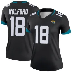 Women's John Wolford Jacksonville Jaguars No.18 Legend Jersey - Black