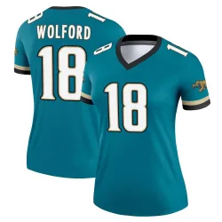 Women's John Wolford Jacksonville Jaguars No.18 Legend Prowler Throwback Jersey - Teal