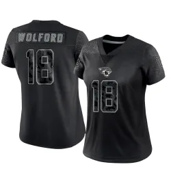 Women's John Wolford Jacksonville Jaguars No.18 Limited Reflective Jersey - Black