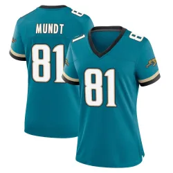 Women's Johnny Mundt Jacksonville Jaguars No.81 Game Prowler Throwback Jersey - Teal