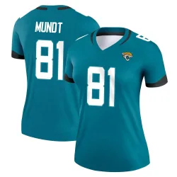 Women's Johnny Mundt Jacksonville Jaguars No.81 Legend Jersey - Teal