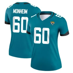 Women's Jonah Monheim Jacksonville Jaguars No.60 Legend Jersey - Teal