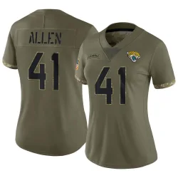 Women's Josh Hines-Allen Jacksonville Jaguars No.41 Limited 2022 Salute To Service Jersey - Olive