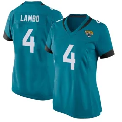 Women's Josh Lambo Jacksonville Jaguars No.4 Game Team Color Jersey - Teal