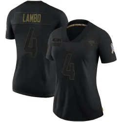 Women's Josh Lambo Jacksonville Jaguars No.4 Limited 2020 Salute To Service Jersey - Black