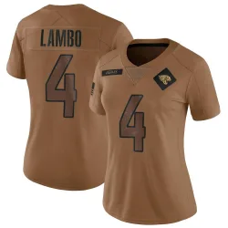 Women's Josh Lambo Jacksonville Jaguars No.4 Limited 2023 Salute To Service Jersey - Brown