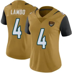 Women's Josh Lambo Jacksonville Jaguars No.4 Limited Color Rush Vapor Untouchable Jersey - Gold