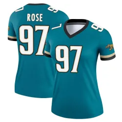 Women's Keivie Rose Jacksonville Jaguars No.97 Legend Prowler Throwback Jersey - Teal