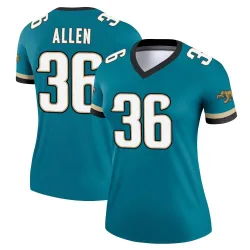 Women's LeQuint Allen Jacksonville Jaguars No.36 Legend Prowler Throwback Jersey - Teal