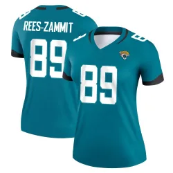 Women's Louis Rees-Zammit Jacksonville Jaguars No.89 Legend Jersey - Teal